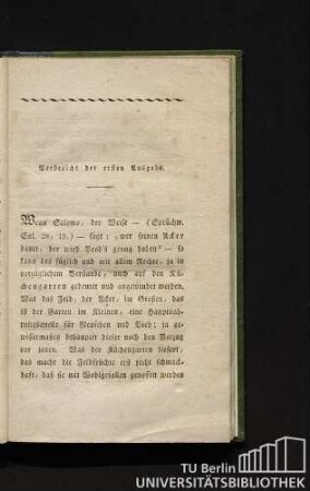 Vorbericht der ersten Ausgabe.