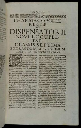 Classis Septima. Extractorum Genuinum Conficiendi Modum Tradens.
