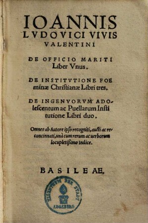 De officio mariti : liber unus