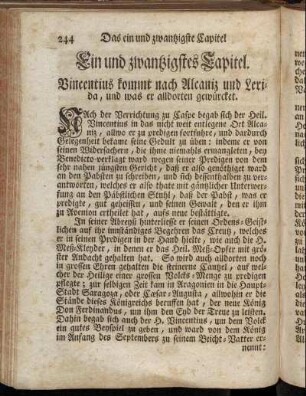 Ein und zwantzigstes Capitel. Vincentius kommt nach Alcaniz und Lerida, und was er alldorten gewürcket.