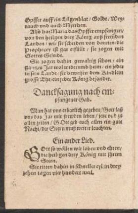 Dancksagung nach empfangener Gab.