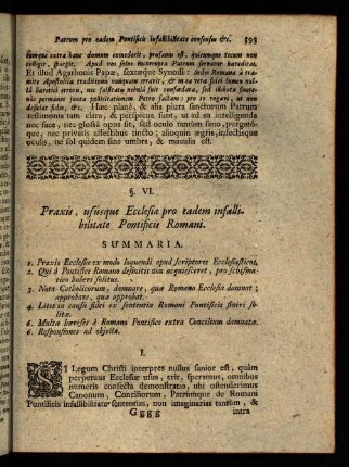 593-660, § VI. Praxis, ususque ecclesiae pro eadem infallibilitate Pontificis Romani