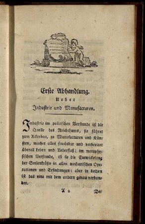 Ueber Industrie und Manufacturen.