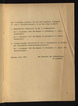 Der vorläufige Lehrplan ...
