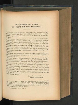 La question du Maroc au point de vue espagnol