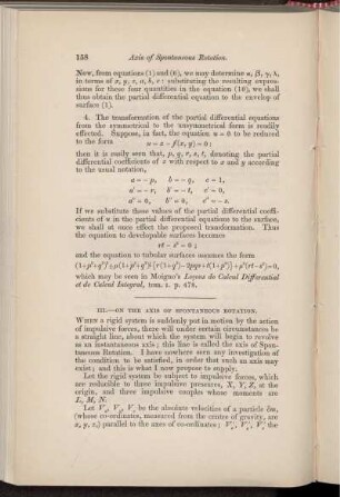 III. On the axis of spontaneous rotation.