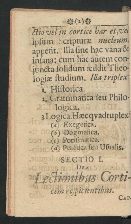Sectio I. De Lectionibus Corticem respicientibus.