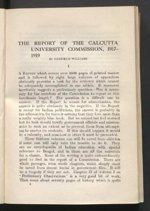 The report of the calcutta university commission, 1917-1919