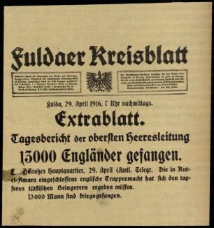 Zweite Ausgabe vom Samstag, den 29. April 1916.
