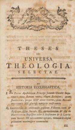 Theses ex universa theologia selectae.