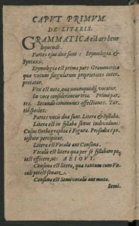Caput Primum. De Literis.