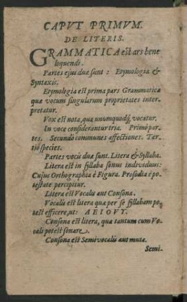 Caput Primum. De Literis.