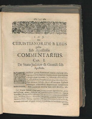 De Christianorum Rebus gestis sub Apostolis Commentarius.