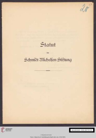 Statut der Schmit-Michelsen-Stiftung
