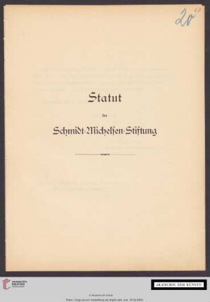 Statut der Schmit-Michelsen-Stiftung