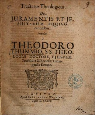 Tractatus theologicus de iuramentis et Jesuitarum aequivocationibus