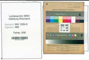 Entnazifizierung Willi Fehse , geb. 01.11.1919 (Kunsttischler)