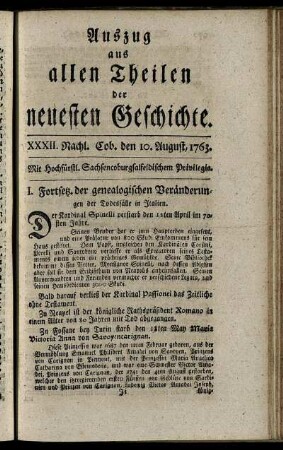 XXXII. Nachl. Cob. den 10. August, 1763.