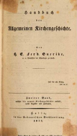 Handbuch der allgemeinen Kirchengeschichte, 2. Welcher die neuere Kirchengeschichte enthält : nebst Register und Zeittafeln