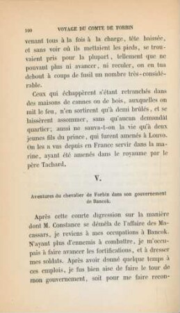 V. Aventures du chevalier de Forbin dans son gouvernement de Bancok