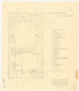 Hausgarten mit 1200 qm: Pflanzplan 1:100