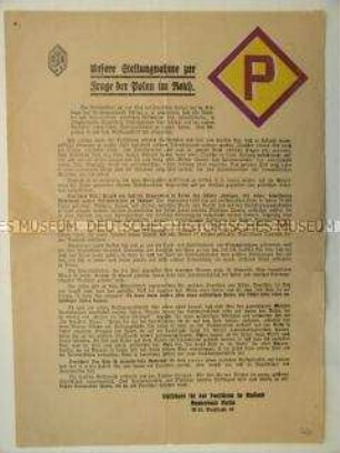 Stellungnahme des Volksbundes für das Deutschtum im Ausland zur "Frage der Polen im Reich"