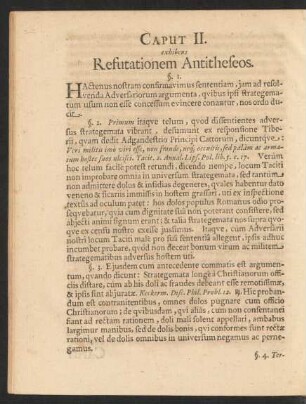 Caput II. exhibens Refutationem Antitheseos.