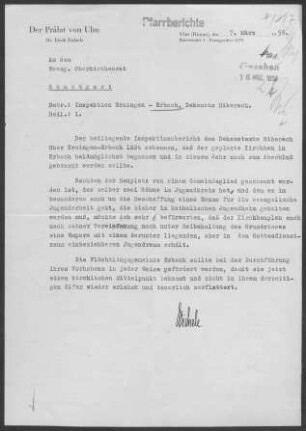 Ersingen mit Erbach und Diaspora: Inspektionsbericht 1958