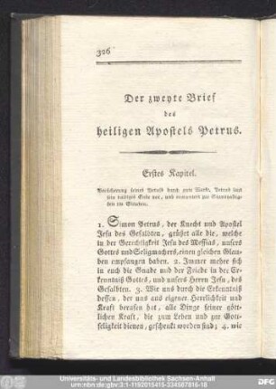 Der zweyte Brief des heiligen Apostels Petrus.