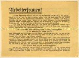Agitationsaufruf der revolutionären Proletarierinnen Berlins an die Arbeiterinnen als Propagandistin gegenüber Schupo und Reichswehr