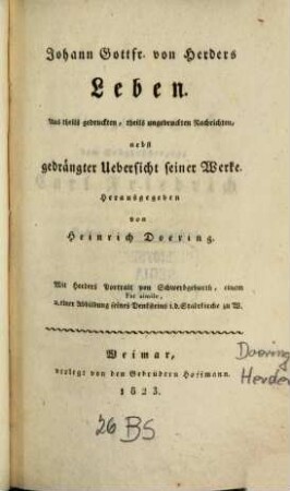 Johann Gottfried von Herders Leben