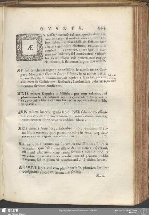 [Sectio Quarta, Quae De Corporibus Metallicis Cuiuscunque Generis Pertractat]