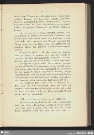 Fehler im Bromsilbergelatineverfahren