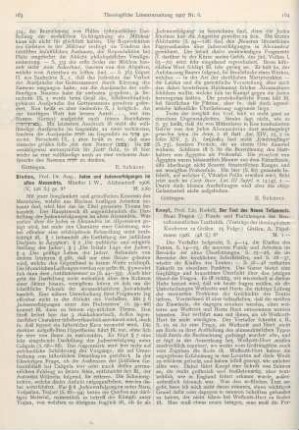 163-164 [Rezension] Bludau, Aug., Juden und Judenverfolgungen im alten Alexandria