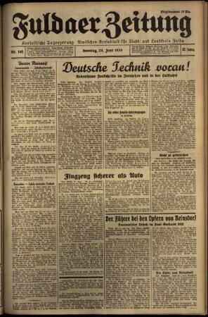 Erste Ausgabe vom Sonntag, den 23. Juni 1935.