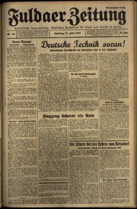 Erste Ausgabe vom Sonntag, den 23. Juni 1935.