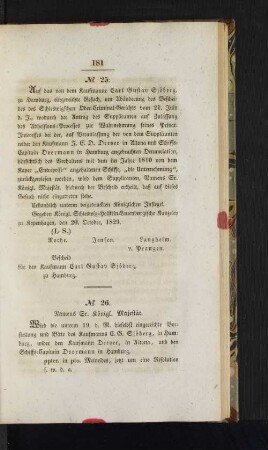 No. 26. Namens Sr. Königl. Majestät.