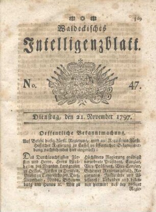 No. 47, Dienstag, den 21. November 1797