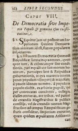 Caput VIII. De Democratia sive Imperio Populi & genuina eius constitutione