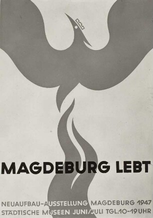 Plakat des Rates der Stadt Magdeburg "Magdeburg lebt"