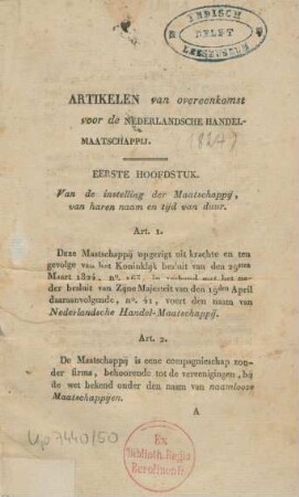 Eerste hoofdstuk. Van de instelling der Maatschappij, van haren naam en tijd van duur