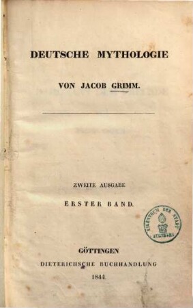 Deutsche Mythologie, 1