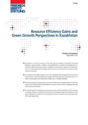 Resource efficiency gains and green growth perspectives in Kazakhstan