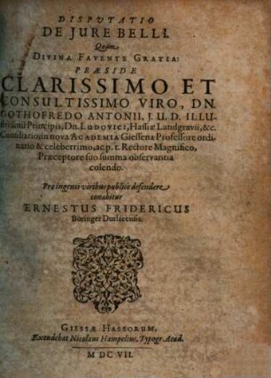 Disputatio De Jure Belli