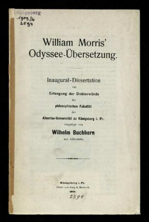 William Morris' Odyssee-Übersetzung