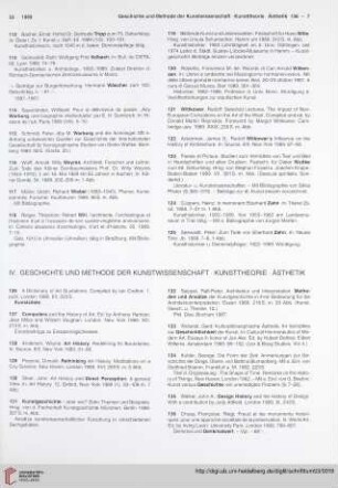 IV. Geschichte und Methode der Kunstwissenschaft. Kunsttheorie. Ästhetik