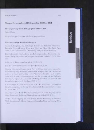Margot Scharpenberg Bibliographie 2010 bis 2014.