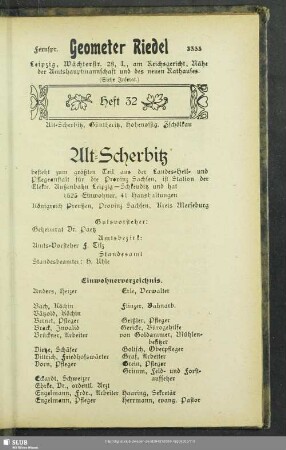 Heft 32. Alt-Scherbitz, Güntheritz, Hohenossig, Zschölkau