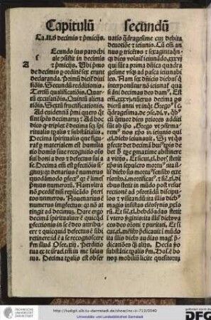 Capitulum II de decimis et primitiis.
