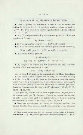 QUESTIONS DE MATHÉMATIQUES ÉLÈMENTAIRES.